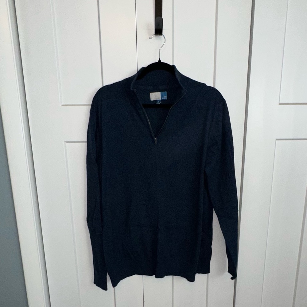 14th & Union Blue Soft Front Zip Up Cotton Sweater - XL